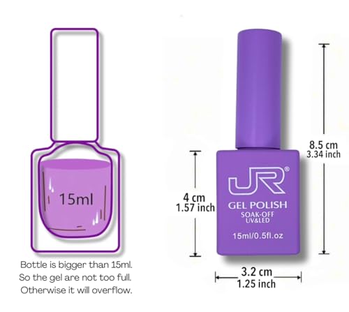 JRGel Nail Polish Set, 6 Colors x 15ml - Professional Gel Kit for Home & Salon