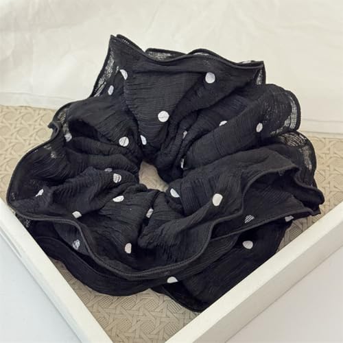 Jseng 3PCS Satin Scrunchies - Silk Feeling Hair Ties for Thick & Thin Hair, Beige+Blue+Black