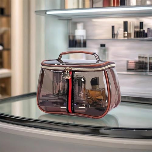 Large Clear Waterproof Retro Vanity Bag – Transparent Cosmetic Organizer