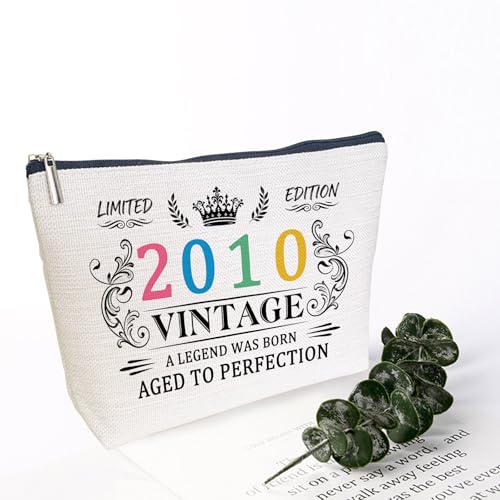 AliCarr 2010Y Vintage 16th Birthday Makeup Bag for Women & Girls, Travel Toiletry Pouch Gift