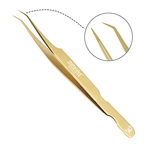 Golden Precision Tweezers for Eyelash Extensions - 45° Angular Tip