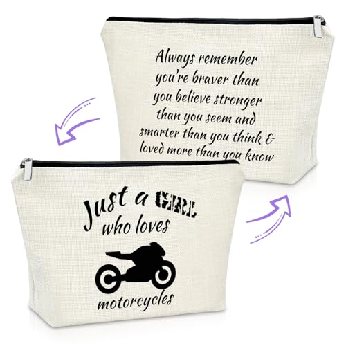 Motorcycle Gifts for Women Makeup Bag - Motorcycle Lover Travel Organizer - Bikes Themed Gift for Bikers & Motorcyclists
