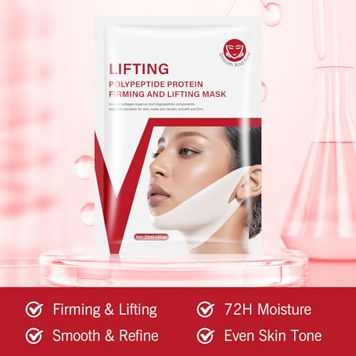 V Line Face Lifting Mask - 10 Sheets Chin Strap for Double Chin Reduction
