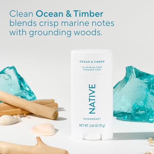 Native Deodorant - Aluminum Free, 72 Hour Odor Control, Ocean & Timber Scent, 2.65oz
