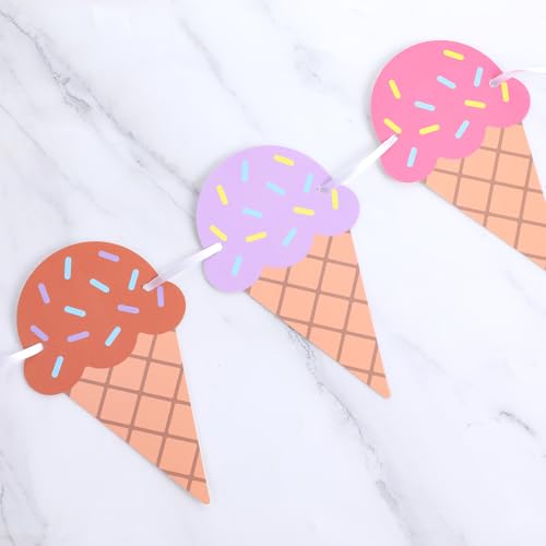 Ice Cream Banner Set - 4 Colorful Birthday Party Decorations