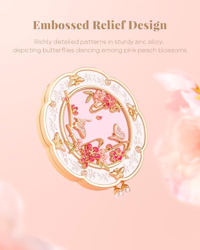 Imperblooms Peach Blossom Compact Mirror - Double-Sided Makeup Mirror