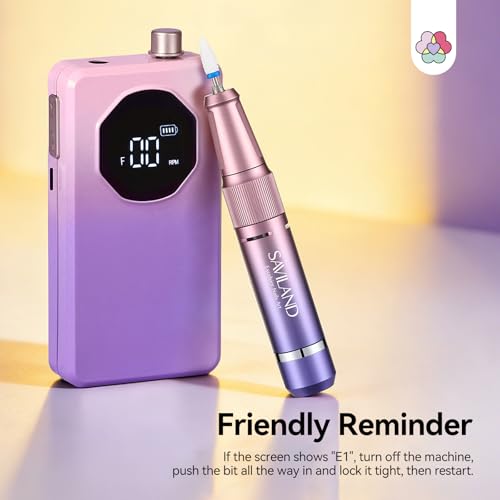 SAVILAND 2026 Nail Drill Professional: 40000RPM Electric Nail Drill 30S Fast Removal for Acrylic Nails Low Noise Electric Nail File Long-Lasting Manicure Pedicure Mobile Tech & Salon (Gradient Purple)