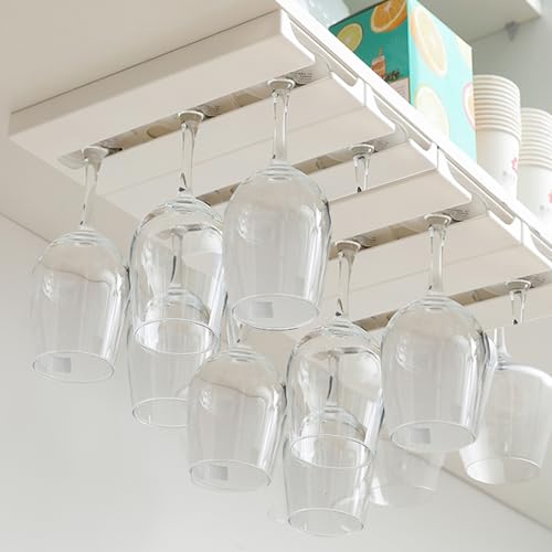 DESONAUT Wine Glass Holder Rack - 2 Pcs Under Shelf Storage