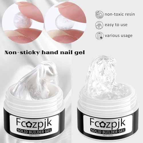 Fcozpjk Solid Builder Gel for Nails - Pearly White & Clear 15ml