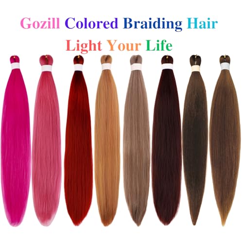 26 Inch Brown Pre-Stretched Braiding Hair - Hypoallergenic Synthetic