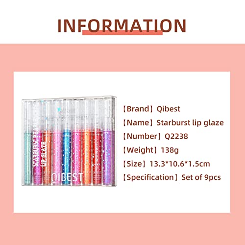 Aseawave 9-Color Shimmery Lip Gloss Set – Long-Lasting Moisturizing Gloss