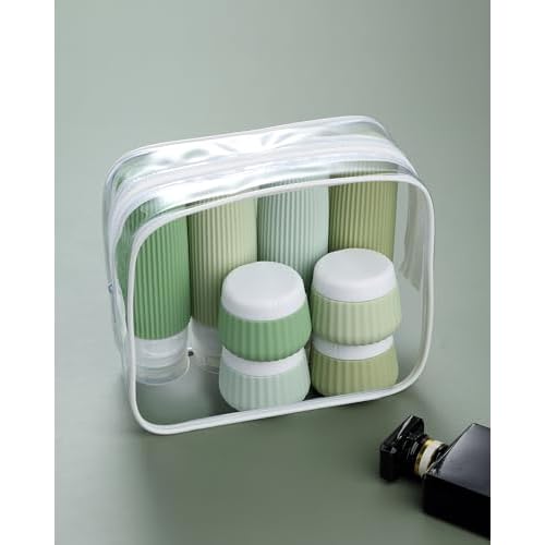Mrsdry Travel Bottles 8 Pack, TSA Approved 3 oz Travel Containers with Clear Bag, Leak Proof Silicone Squeezable Essentials Jars
