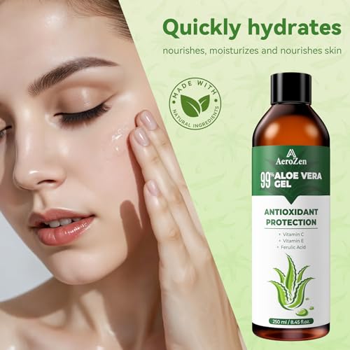 Aero Zen 99% Natural Aloe Vera Gel 8.45 Fl Oz Pack of 2 - Hydrating & Soothing