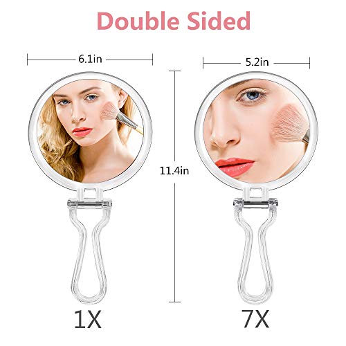 Cheftick Clear Double-Sided Handheld Makeup Mirror - 7X Magnification