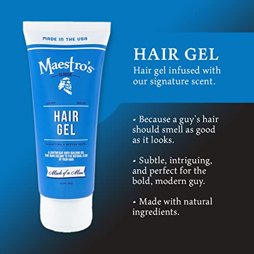 Maestro's Classic Hair Gel - Mark of a Man Blend, 3.4 oz | Medium Hold, Flake-Free Formula for All Hair Types