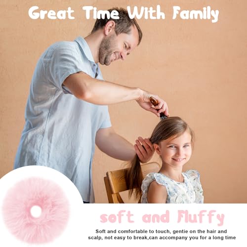 12 Pack Fluffy Hair Scrunchies for Women - Soft Pom Pom Ties