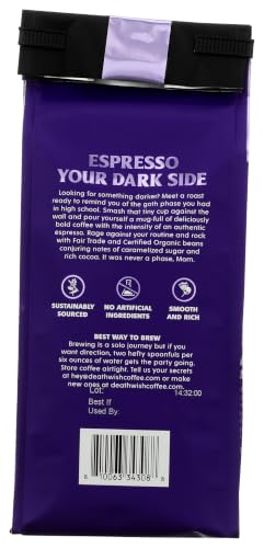 Death Wish Coffee Organic Espresso Roast - 9 Ounce Ground Coffee