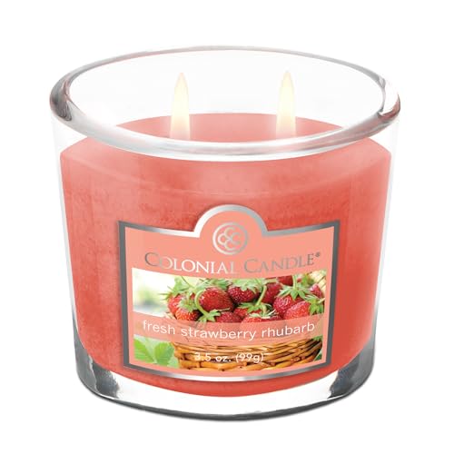 Colonial Candle Fresh Strawberry Rhubarb Scented Jar Candle - 2 Wick, 3.5 oz