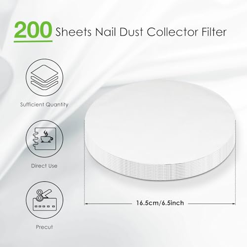 200 Disposable Nail Dust Collector Filter Paper Sheets - Compatible with MelodySusie HPro/SProR/SPro/XC320J