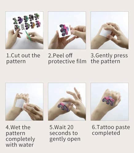 Monster Truck Temporary Tattoos for Kids - 10 Sheets Party Favors & Decorations