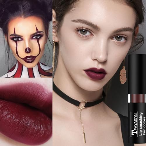 AKARY Blue Matte Lipstick - Long-Lasting Goth Lip Gloss for Halloween & Cosplay