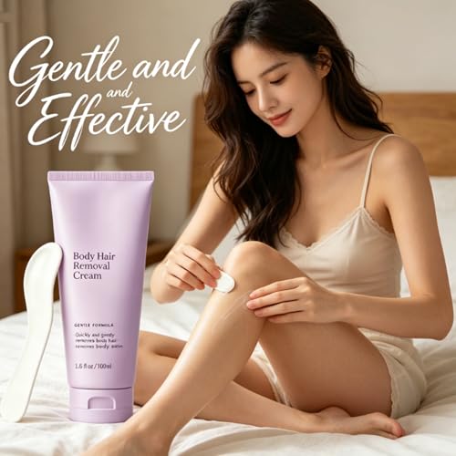 Hair Removal Cream, 3.38 Oz Body Hair Remover Cream, Bikini Line Hair Removal, Gentle Hair Remover Kit for Legs, Arms, Hairs Removing Smooth Creaming for Body