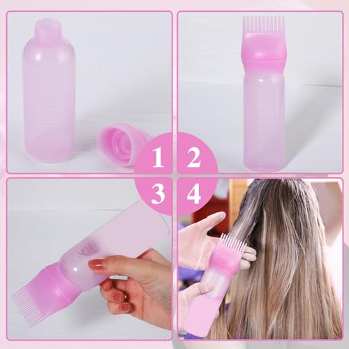 Pimoys 2-Pack 6Oz Hair Dye Applicator Bottles with Comb Tip