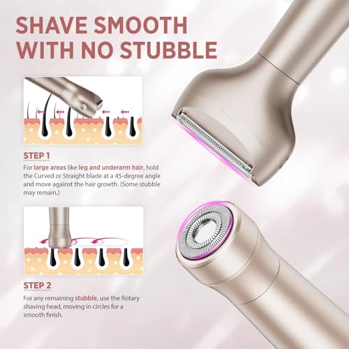 Orchrose Electric Razor for Women Rechargeable: 2-in-1 Painless Shaver for Face Legs Underarms and Bikini Area - Twist Knob Travel Lock Design