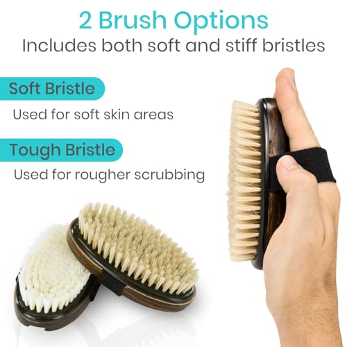 Vive Dry Brush Set for Lymphatic Drainage - 3 Natural Bristle Brushes