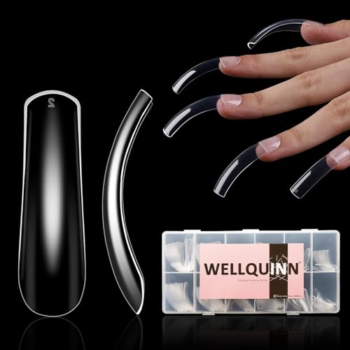 WELLQUINN XXL Curved Square Nail Tips - 240pcs Extra Long Full Cover Nails