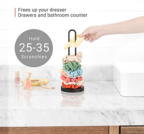 Mkono Scrunchie Holder Stand - Brown and Black Hair Tie Organizer