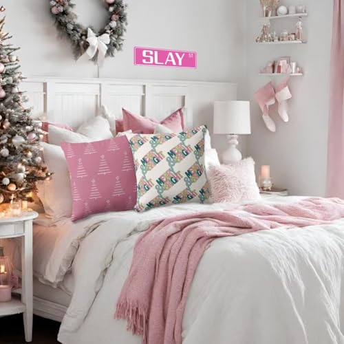 Funny Pink Street Sign Wall Decor - 16" x 4" for Teen Rooms