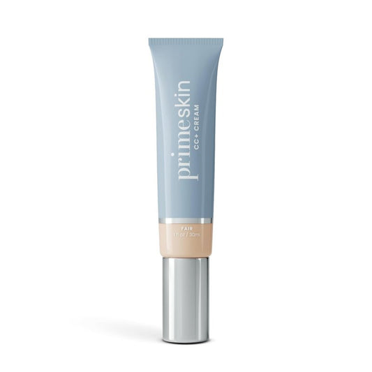 PrimeSkin CC+ Cream for Mature Women - Lightweight Liquid-to-Powder Foundation | Blurs Pores & Covers Age Spots - Hydrating Soft-Matte Finish (Fair)