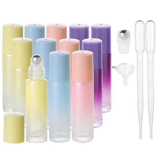 SESENSE 10ml Essential Oil Roller Bottles - 12 Pack with Funnel & Dropper