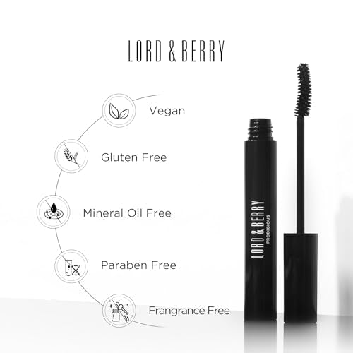 Lord & Berry Prodigious Waterproof Mascara - Volumizing & Curling, False Lash Effect, Nourishing with Diamond Powder, 0.33 fl oz