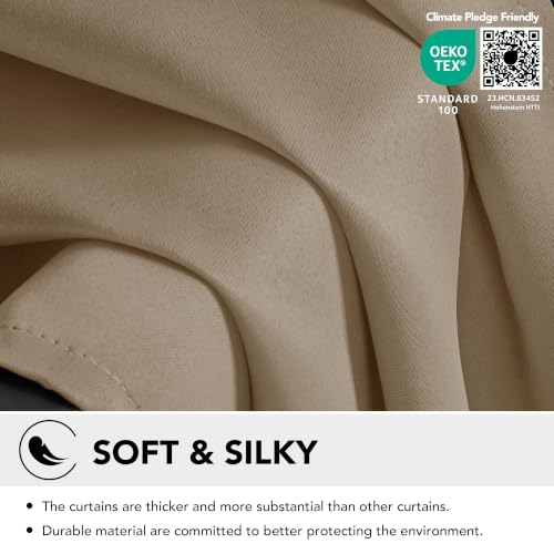 Deconovo Khaki Blackout Curtains - 45 Inch Thermal Insulated Drapes