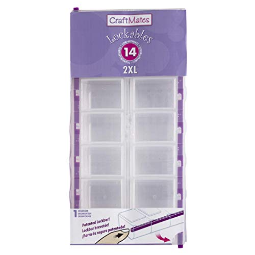 Craft Mates Bead Organizer with 14 Locking Compartments - Clear Plastic Storage