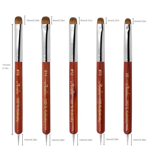 Kolinsky French Nail Brush & Dotting Pen #14 - Wooden Handle, Precision Tips