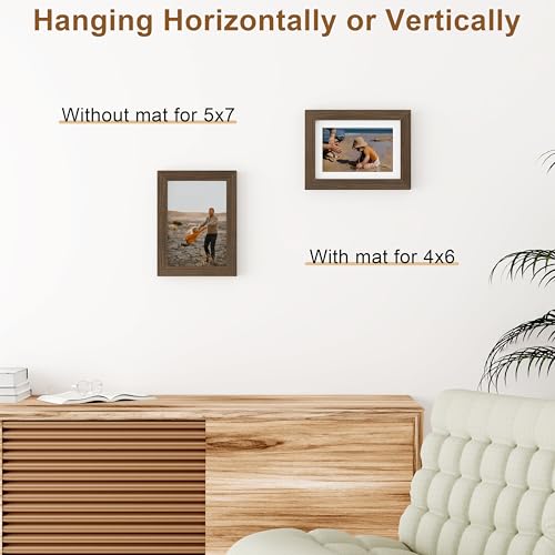 Vittanly 5x7 Solid Wood Picture Frame with Plexiglass - Brown