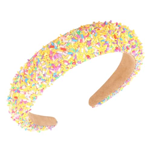 Semato Yellow Sprinkle Headband for Women – Wide Padded Donut Hair Band