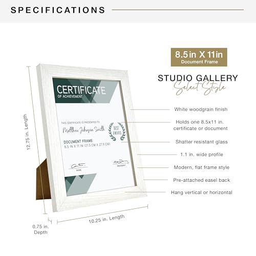 MCS Studio Gallery 8.5x11 White Woodgrain Picture Frame