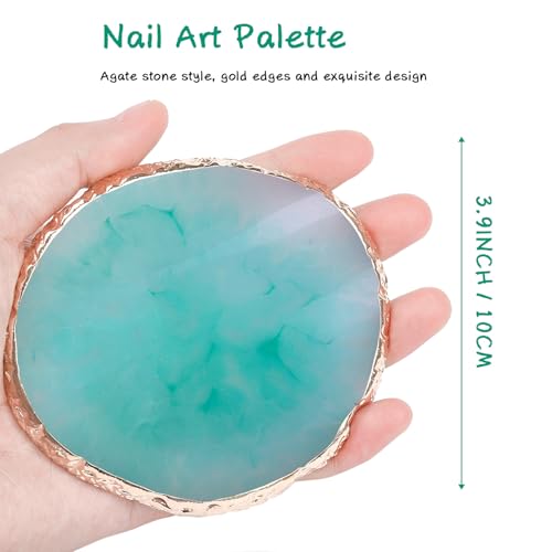 Ningrou Resin Nail Art Palettes - 2 Pcs Pink & Green Mixing Trays