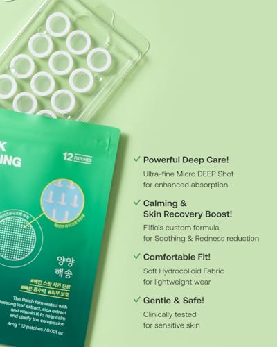 FILFLO Yangyang Pine Calming Spot Patch - Invisible Acne Treatment (12 Pack)