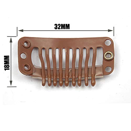 20pcs Light Brown Metal Snap Clips for Hair Extensions & Wigs