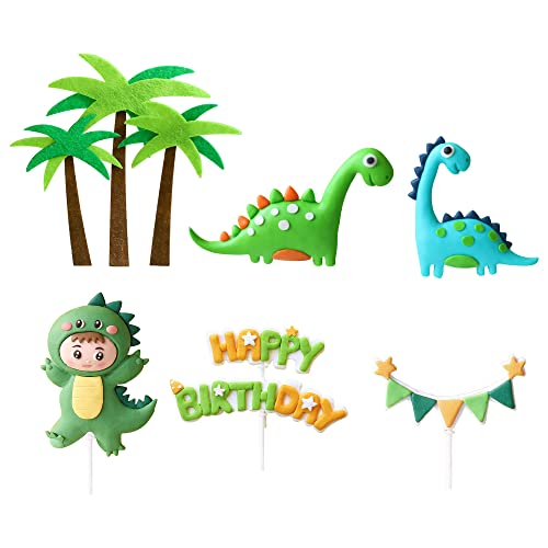 Dinosaur Cake Toppers Set - 9 Pack for Birthday & Baby Shower