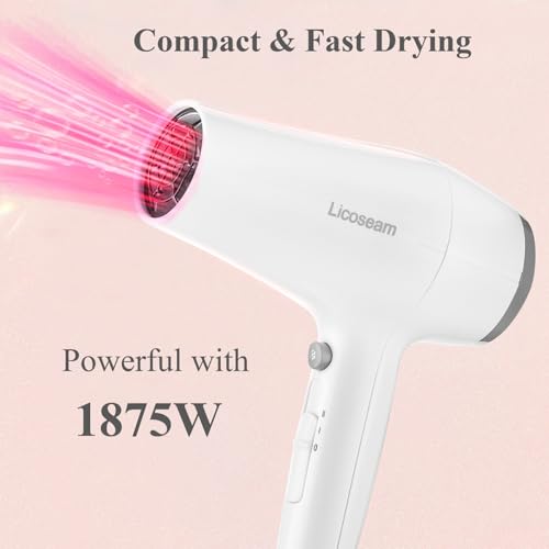 Licoseam 1875W Compact Hair Dryer with Diffuser and Concentrator
