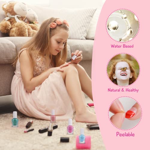TOMICCA 18 Pcs Kids Nail Polish Set - Non-Toxic, Peel Off, Quick Dry