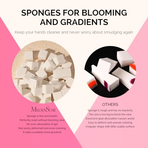 MelodySusie 100Pcs Nail Sponges with Grabbing Pen for Ombre Art
