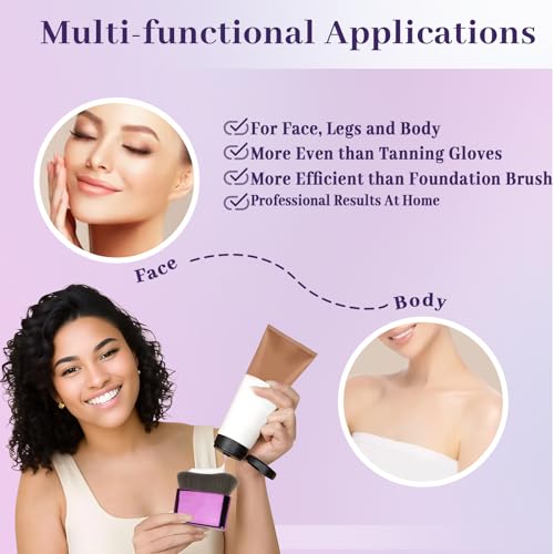 Yoseng Large Purple Self Tanner Brush with Box – Streak-Free Body & Face Makeup Tool