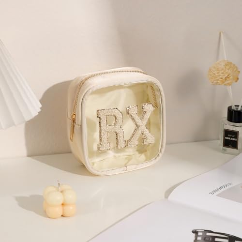Clear Chenille Letter Medicine Bag - Waterproof PVC Travel Organizer